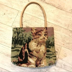 Cat kitten tapestry tote bag